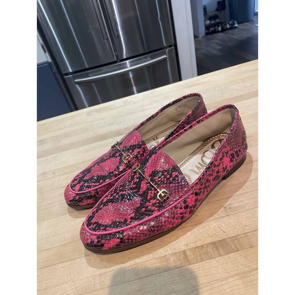 Sam Edelman Loraine Hot Pink Charcoal Alligator Print Leather Loafer Flat 8 M